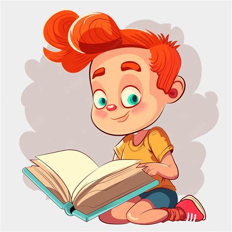 Um Menino De Desenho Animado Lendo Um Livro Com Um Corte De Cabelo