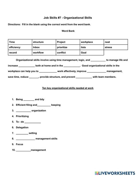 Job Skills Online Activity Live Worksheets Worksheets Library