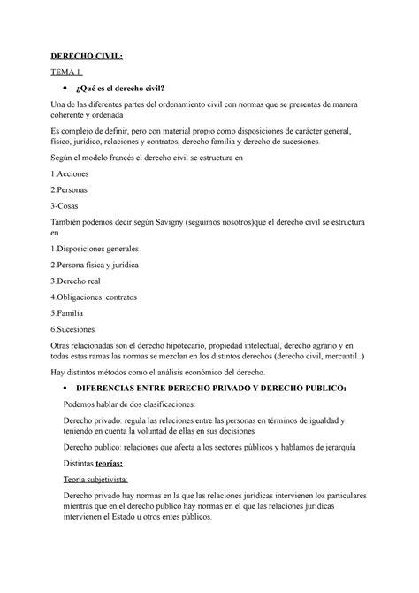 Tema 1 Apuntes 1 Derecho Civil Tema 1 ¿qué Es El Derecho Civil