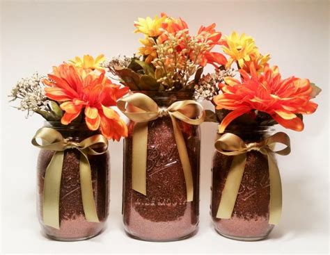 Fall Mason Jar Centerpieces, Thanksgiving Decorations, Rustic Fall ...