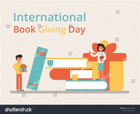 Festive Concept International Book Giving Day Stock Vector Royalty