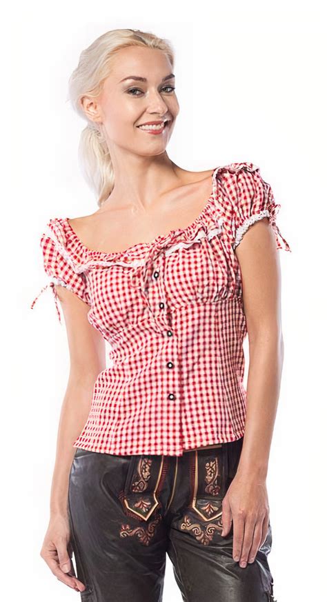 Tiroler Blouse Dames Liesl Rood Wit Tirolerkleding Net