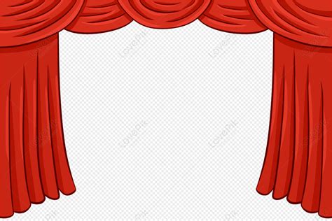 Cartoon Hand Drawn Red Curtain Material Stage Cartoon Curtains Png