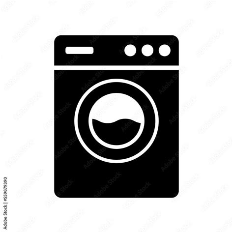 Washing Machine Icon Washer Black Silhouette Front View Vector