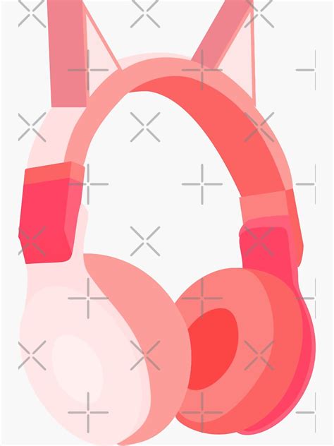 Pink Cat Ears Headphones Sticker For Sale By Pcb1981 Redbubble