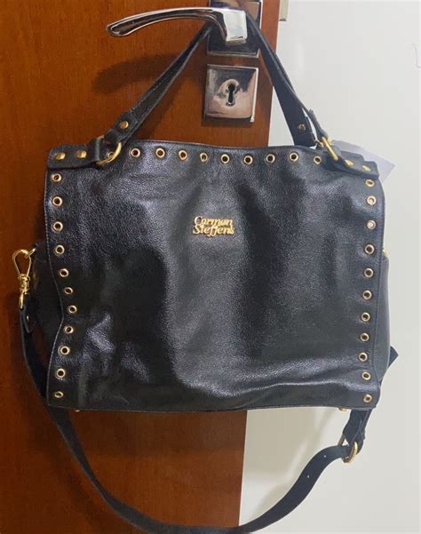 Bolsa Em Couro Preto Carmen Steffens Bolsa De Ombro Feminina Carmen