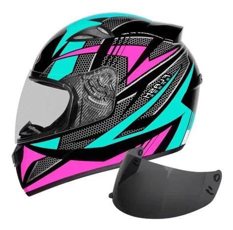 Capacete De Moto Feminino Ebf Esportivo Mais Viseira Fumê Capacetes