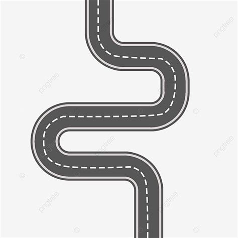 Hand Painted Black Curved Highway Urban Road Decoration Elements PNG