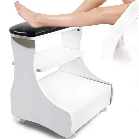 Kalolary Pedicure Foot Rest, Manicure Foot Rest with Wheels PU Leather