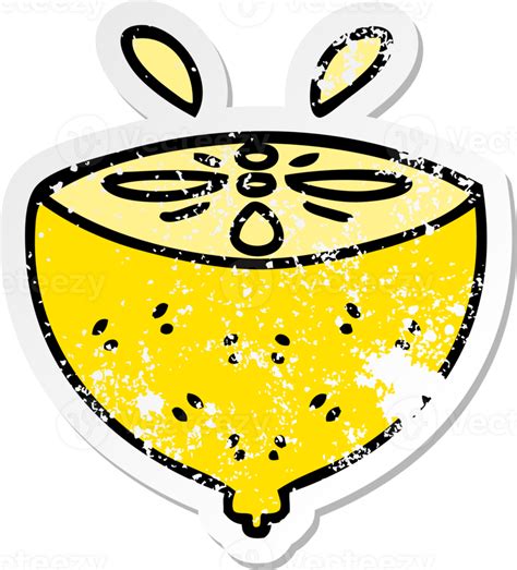 Distressed Sticker Of A Quirky Hand Drawn Cartoon Lemon Png