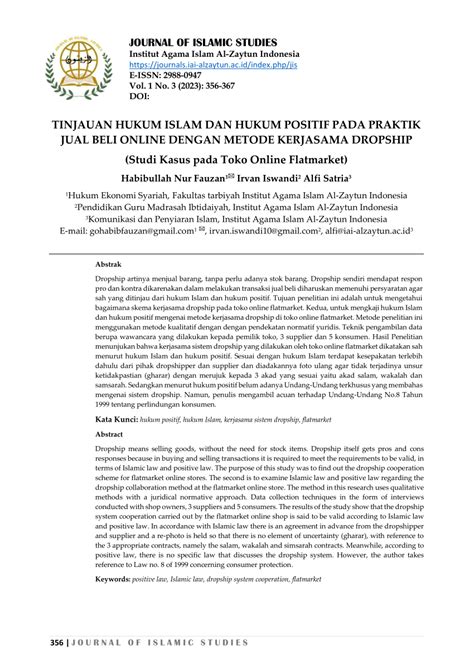 PDF TINJAUAN HUKUM ISLAM DAN HUKUM POSITIF PADA PRAKTIK JUAL BELI