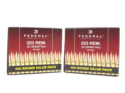 Lot 200 Rounds Federal 223 Rem 55 Grain Fmj Ammo