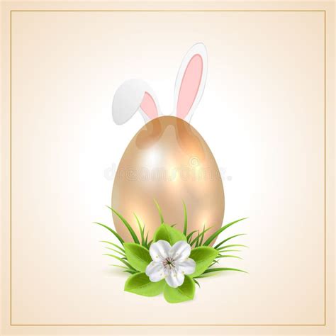 Golden Easter Egg With Bunny Ears Stock Illustration Illustration Of