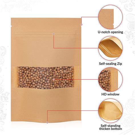 75 Piece Bulk Heat Sealable Kraft Paper Bags For Packaging Food Grade