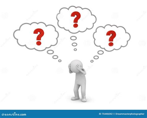 3d Man Thinking Question Marks Royalty Free Cartoon 30629567