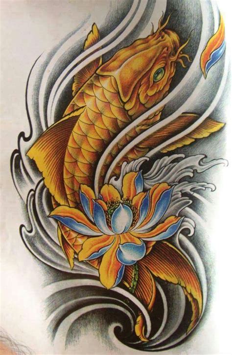 Desain Tato Ikan Koi Warna Tipe Fauna Bagian Tengah