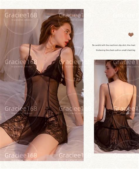 Local Stock Femme Fatale See Through Sexy Lace Lingerie Sleepwear Pyjamas Dress Robe