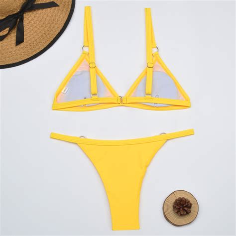 Pushup Brazilian Bikini Set Solid Micro Thong Swimwear For Women Free Shipping Up To Off