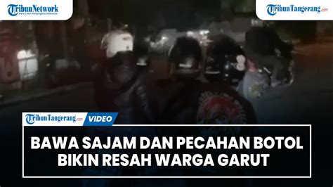 Acungkan Pecahan Botol Dan Sajam Gerombolan Remaja Bermotor Di Garut