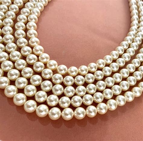 Crystal Cream Pearl Genuine Swarovski Pearls Round Glass