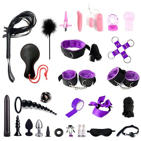 BDSM Fesseln Sex Set Perfekt Bondage Set 28 Stück Handschellen Sex Bett und Anal Plug