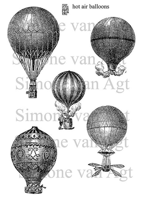 Vintage Hot Air Balloons Printable Pdf Sheet By Simonevanagt Vintage