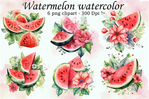 Watermelon Watercolor Clipart Graphic By Hanodesigns Creative Fabrica