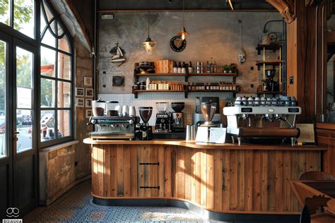 Cozy Rustic Coffee Shop Interior Design with . 47153154 Stock Photo at ...