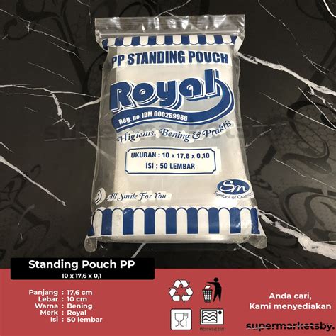 Jual PP Standing Pouch 10x17 Double Seal By Royal 50 Pcs Shopee