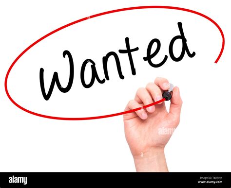 Man Hand Writing Wanted With Black Marker On Visual Screen Stock Photo