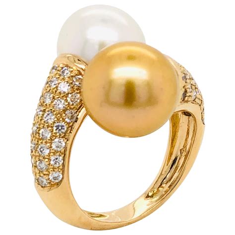 South Sea Pearl And Diamond Carat White Gold Cocktail Ring For Sale