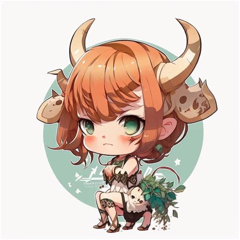 Premium AI Image | Anime girl with horns and a cat sitting on her lap ...