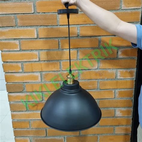 Jual Kap Lampu Gantung Modern Diameter 34 Cm Hitam Fitting Besi Gold