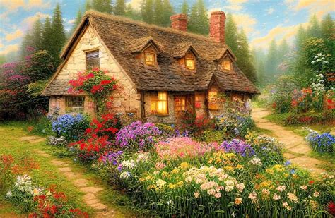 Solve Country Cottage And Garden Resizable To Pieces Jigsaw