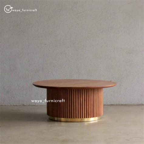 Jual Coffea Table Minimalis Bulat Kayu Jati Meja Tamu Kayu Jati