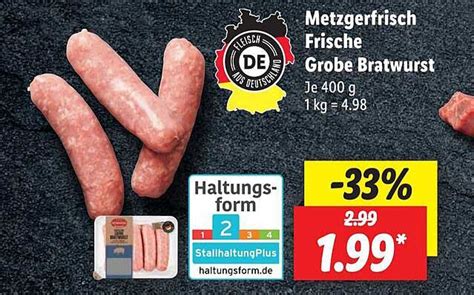 Metzgerfrisch Frische Grobe Bratwurst Angebot Bei Lidl 1Prospekte De