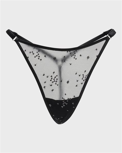 Kiki De Montparnasse Bianca Embroidered Tulle G String Neiman Marcus