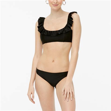 J Crew Synthetic Ruffle Bikini Top In Black Lyst