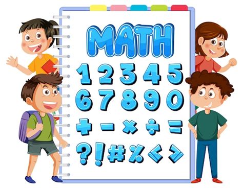 Personaje De Dibujos Animados Para Niños Con Tema De Matemáticas Y Números Vector Premium