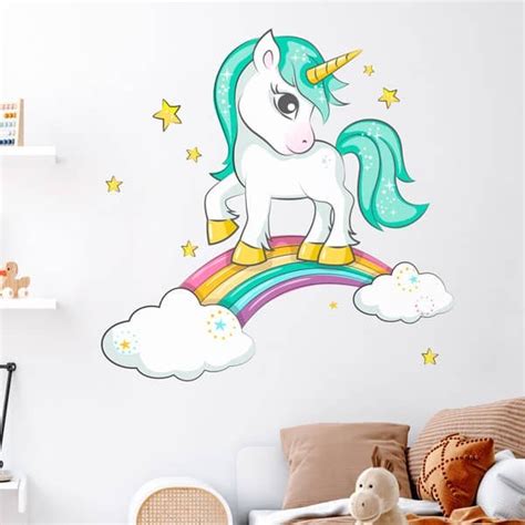 Vinilo Decorativo Unicornio Con Arcoiris