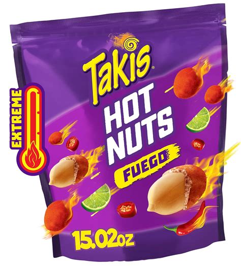 Amazon Takis Fuego Hot Nuts 15 02 Oz Sharing Size Resealable Bag Hot Chili Pepper Lime