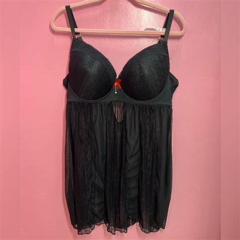 Daisy Fuentes Intimates Sleepwear Daisy Fuentes Black Lace Babydoll Lingerie Poshmark