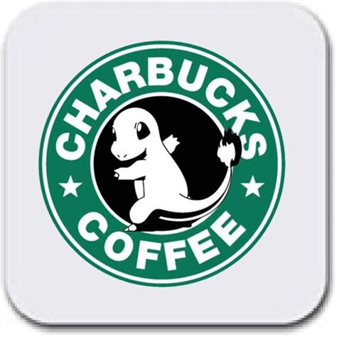 LBS4ALL Charbucks Coffee Pokemon Inspired Funny Wooden Coaster White