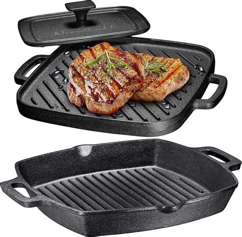 Amazon Bruntmor 2 In 1 Pre Seasoned Square Cast Iron Reversible