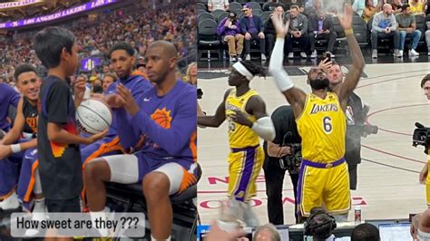 Devin Booker Makes Fan Cry Lebron Signs Fans Jersey Lakers Vs Suns Youtube