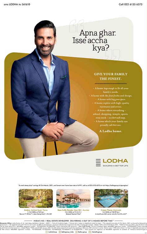 Lodha Apna Ghar Sms Lodha To 561610 Ad - Advert Gallery | Realtor ads ...