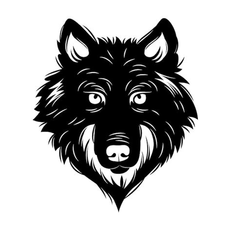 Silueta De Cabeza De Lobo Dibujada A Mano Vector Premium