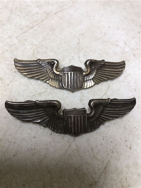 Mavin Pair Ww2 Us Army Air Force Pilot Aviator Wings Pinbacks One Marked Sterling