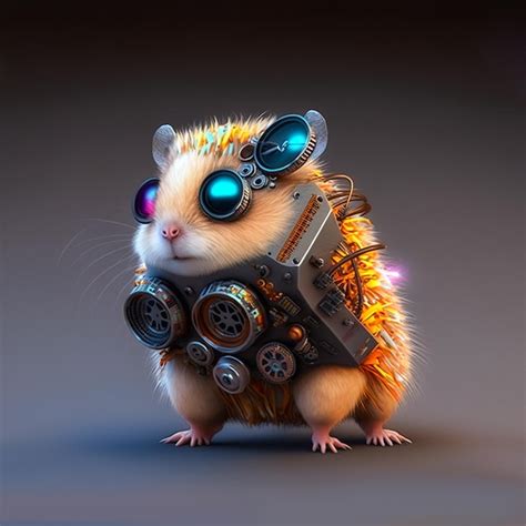 Premium Photo Cute Cyberpunk Hamster Post Apocalypse Character