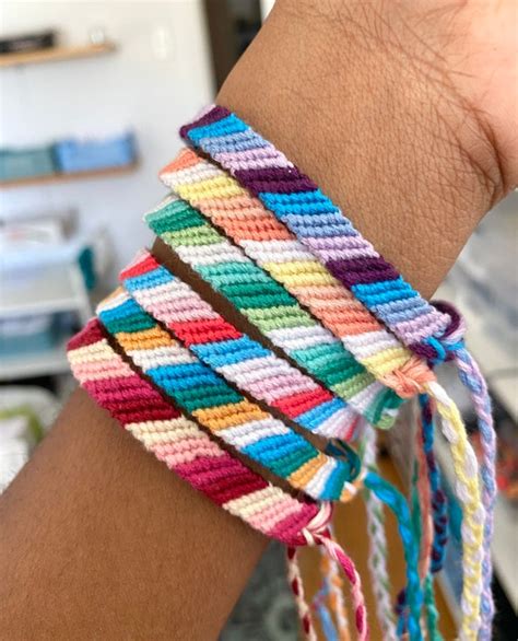 Custom Candy Stripe Friendship Bracelets Colourful Woven Etsy